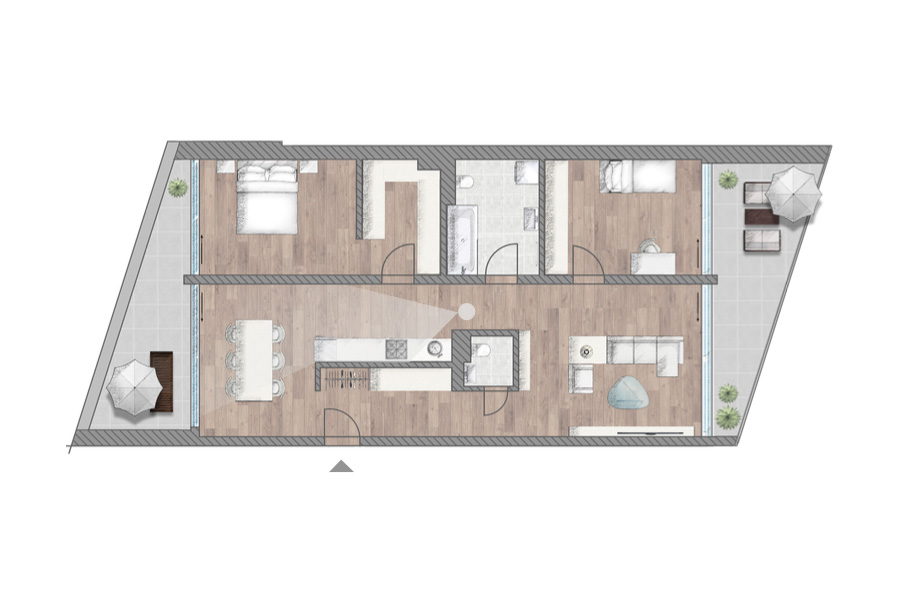 105,48m2 - 3-Raum Wohnung in der Cortile Bianco